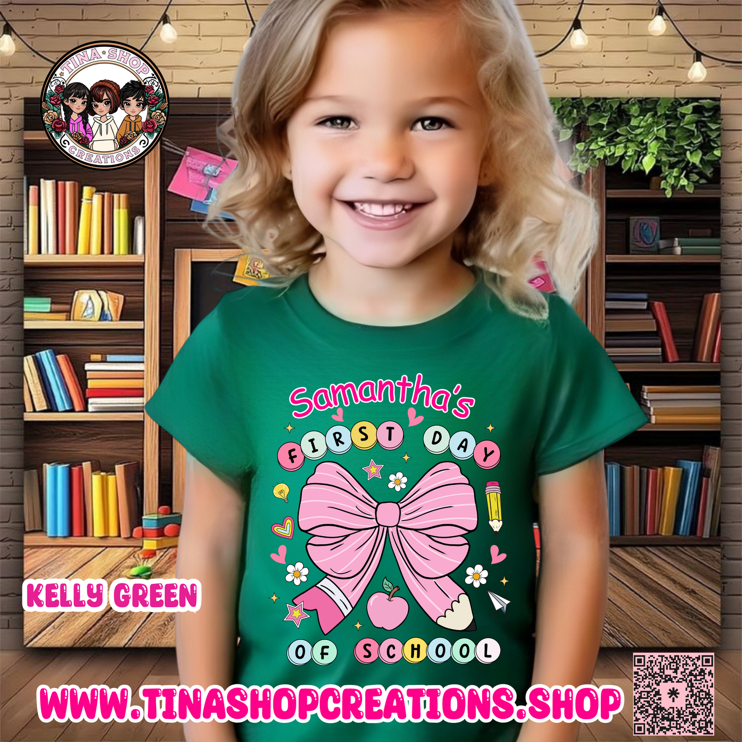 Preppy Coquette Personalized First Day of School Bow Design