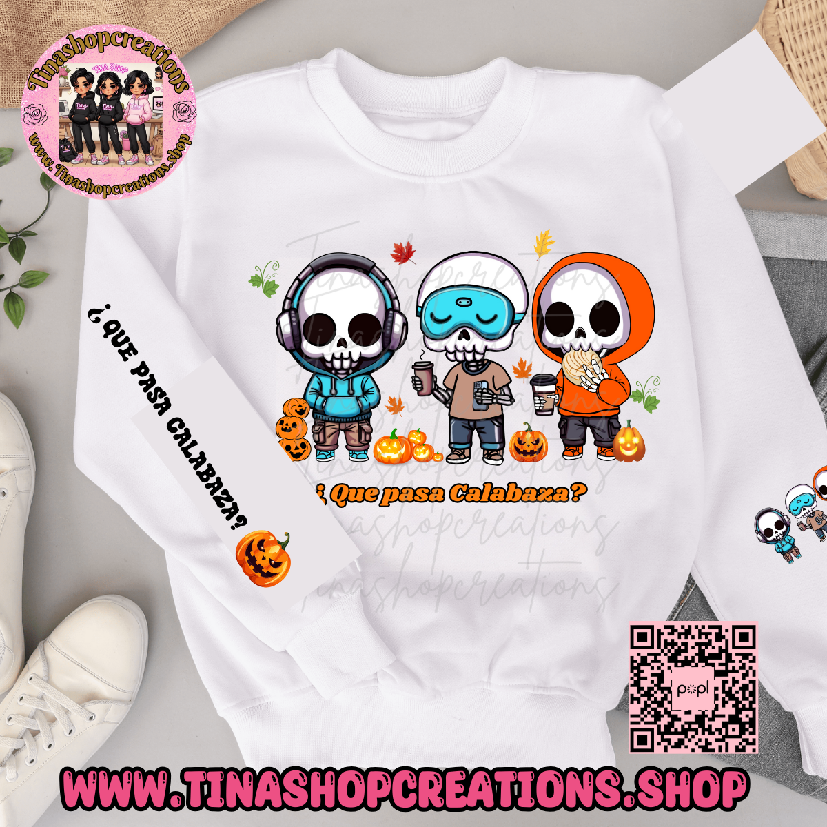 Gorro fantasma con hojas de otoño y calabaza: ropa acogedora de otoño para los amantes de las especias de calabaza, las especias de calabaza y las vibraciones de otoño.