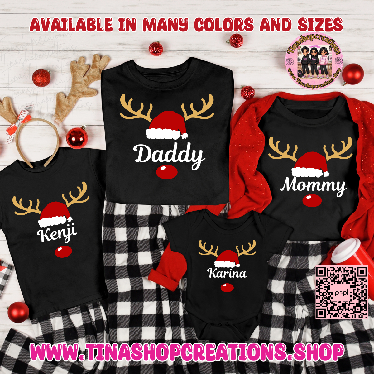 Reindeer Family Matching Christmas Shirts- Custom Shirts