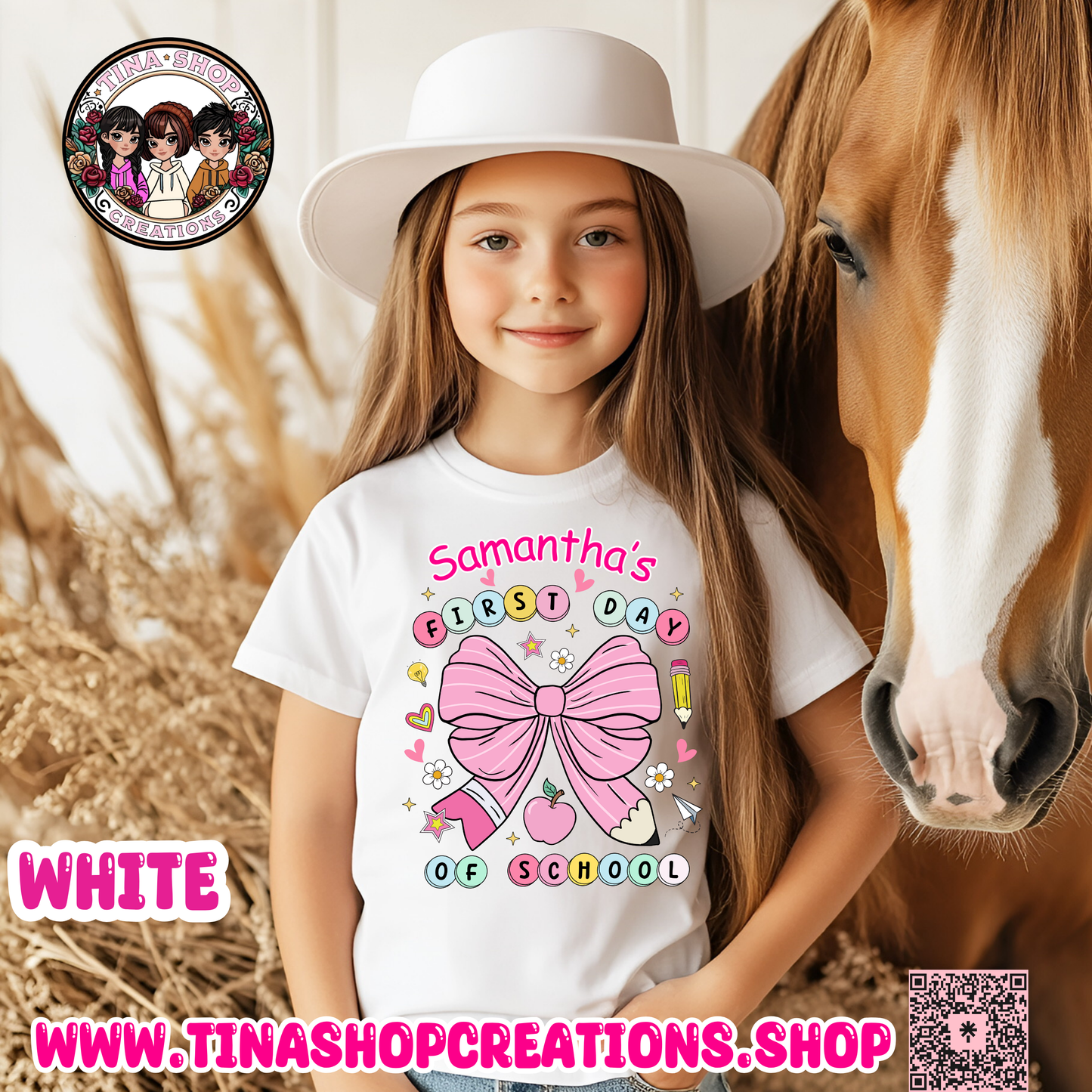 Preppy Coquette Personalized First Day of School Bow Design