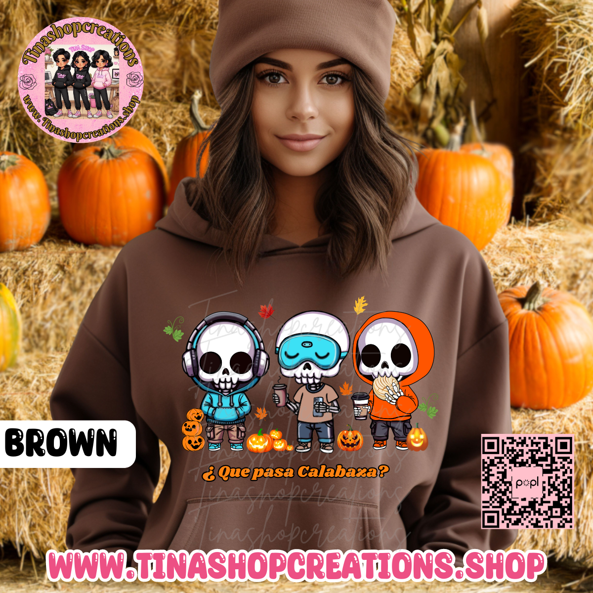 Gorro fantasma con hojas de otoño y calabaza: ropa acogedora de otoño para los amantes de las especias de calabaza, las especias de calabaza y las vibraciones de otoño.