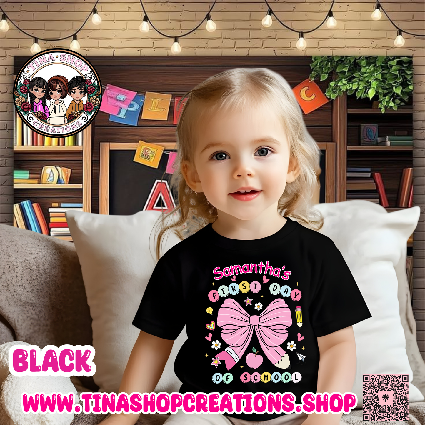 Preppy Coquette Personalized First Day of School Bow Design