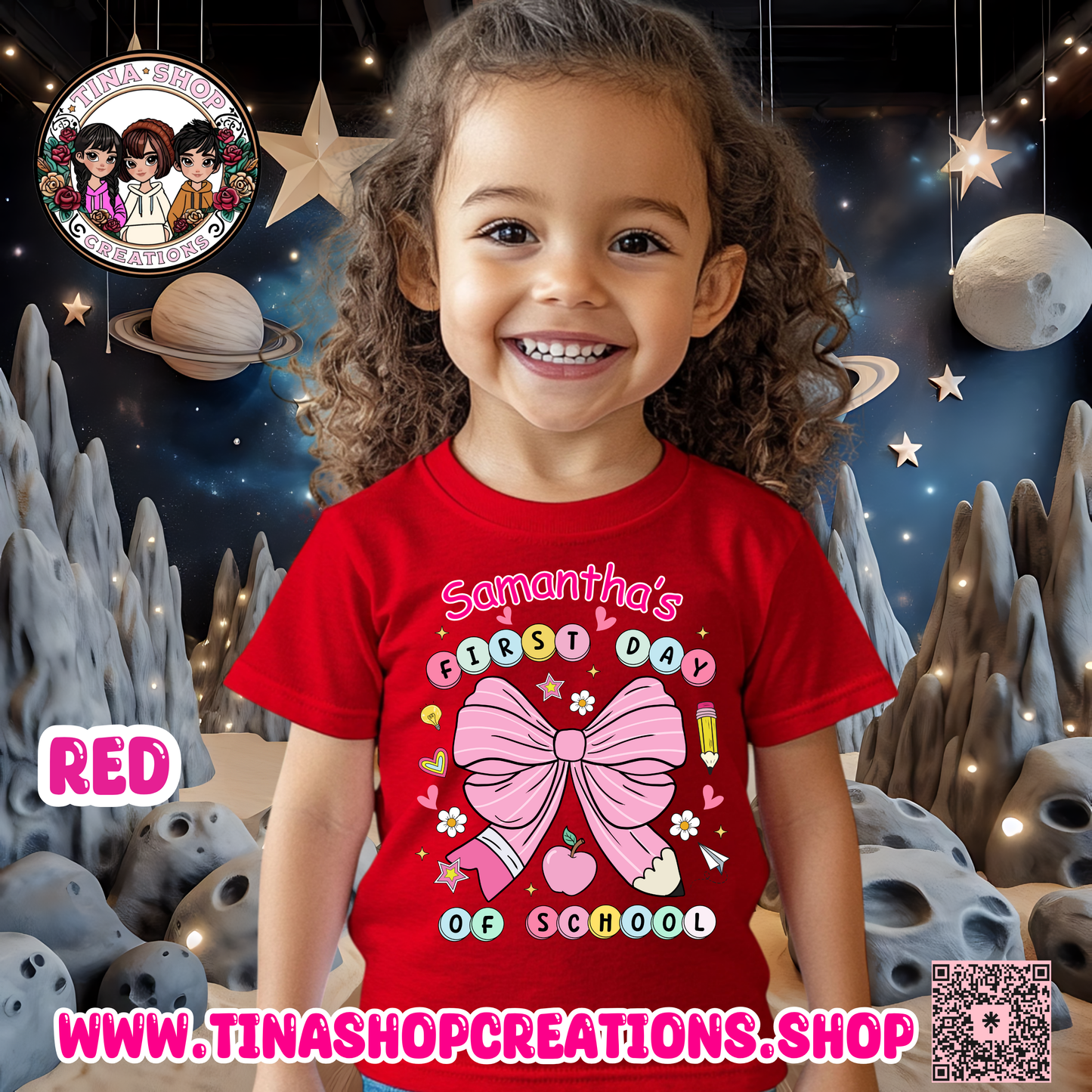 Preppy Coquette Personalized First Day of School Bow Design