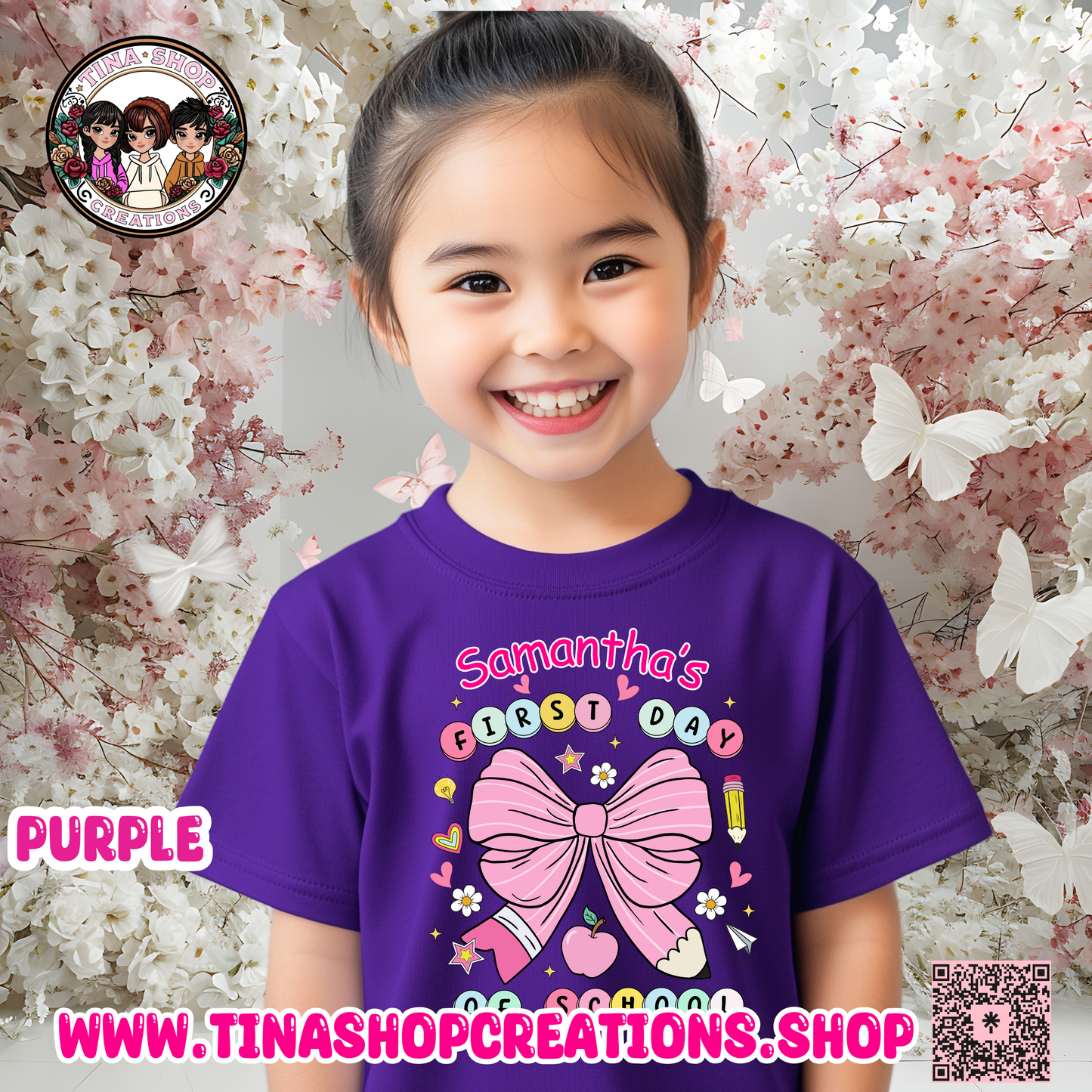 Preppy Coquette Personalized First Day of School Bow Design