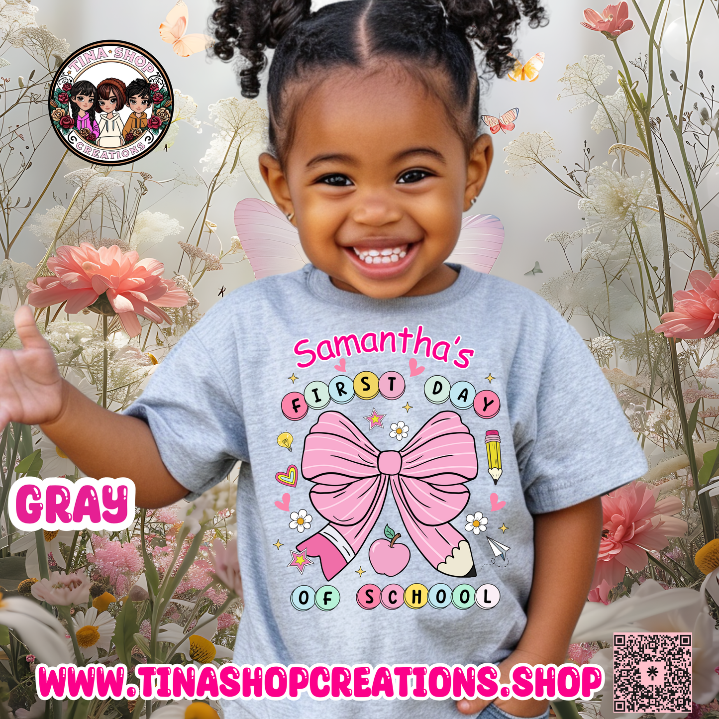 Preppy Coquette Personalized First Day of School Bow Design
