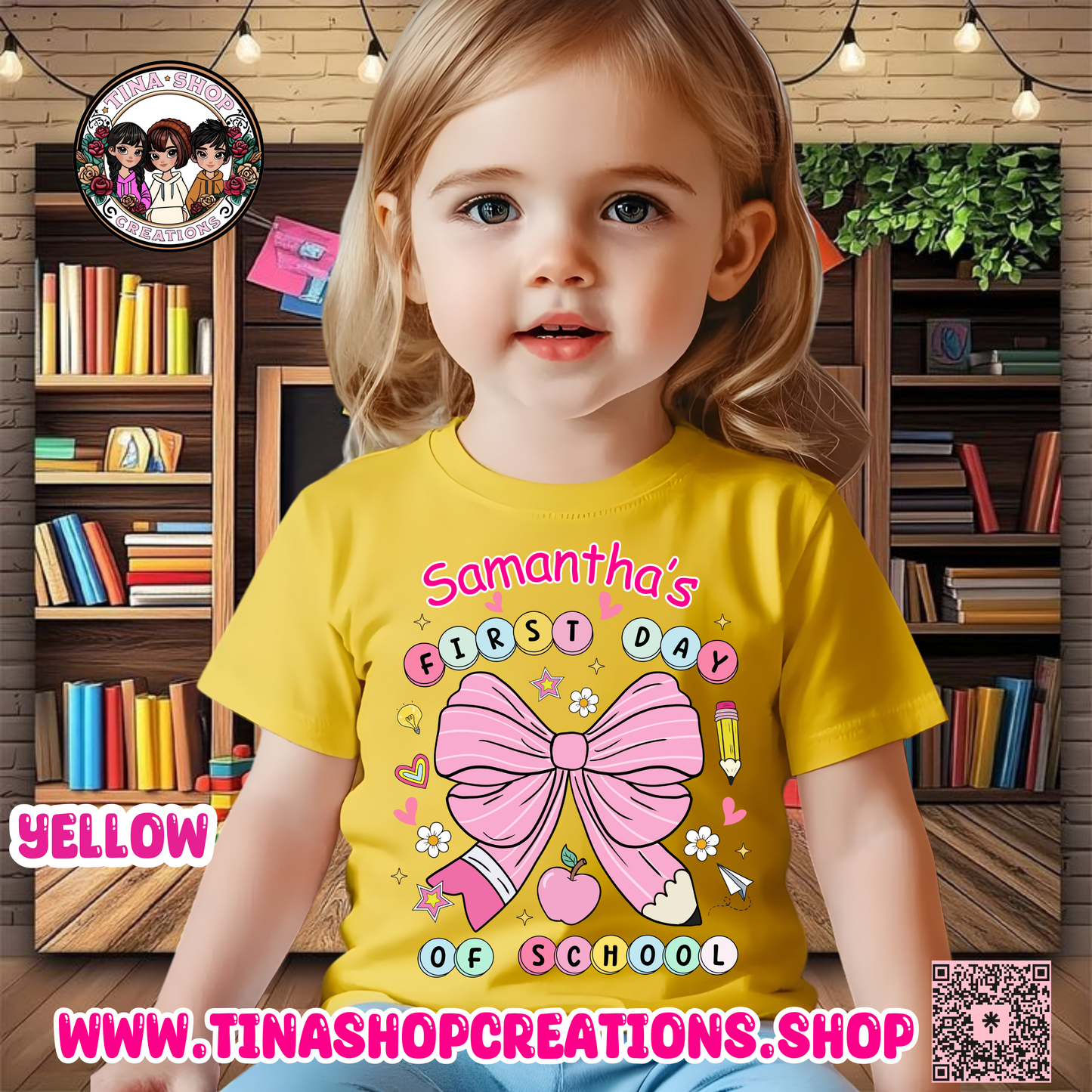 Preppy Coquette Personalized First Day of School Bow Design