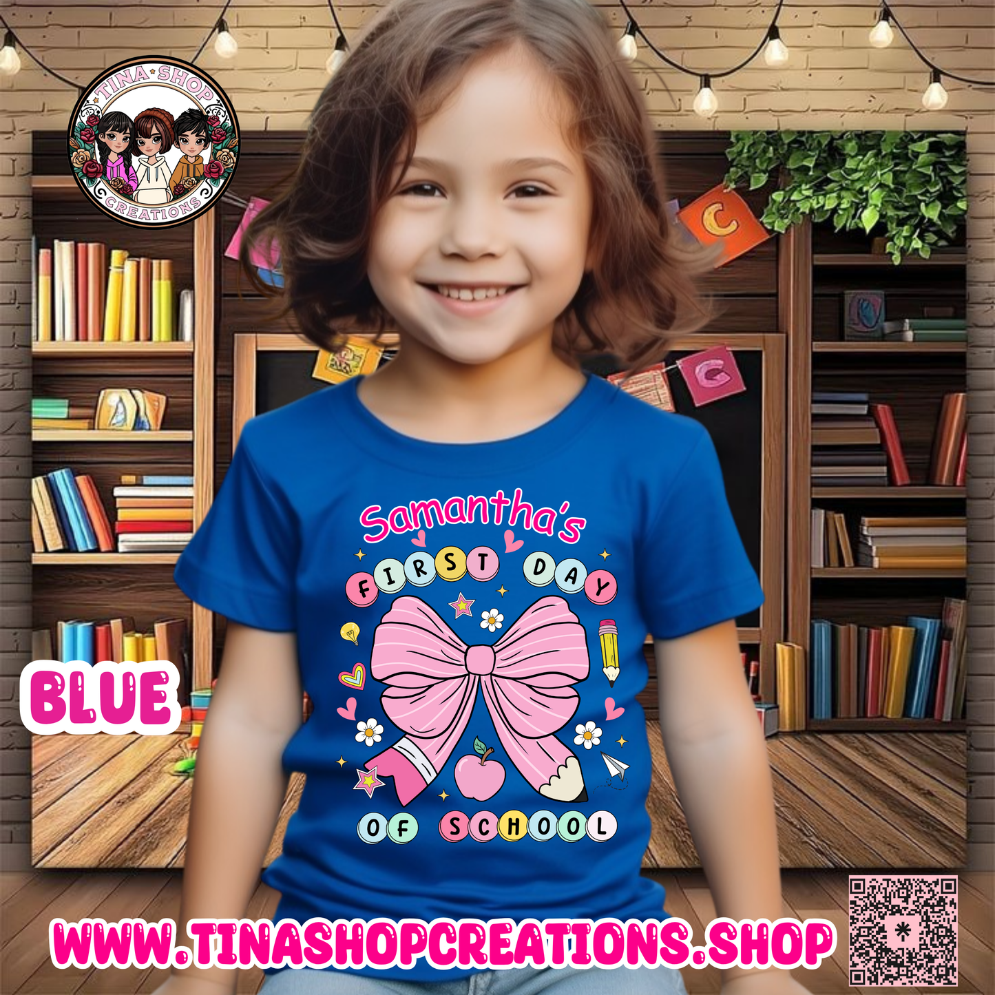 Preppy Coquette Personalized First Day of School Bow Design
