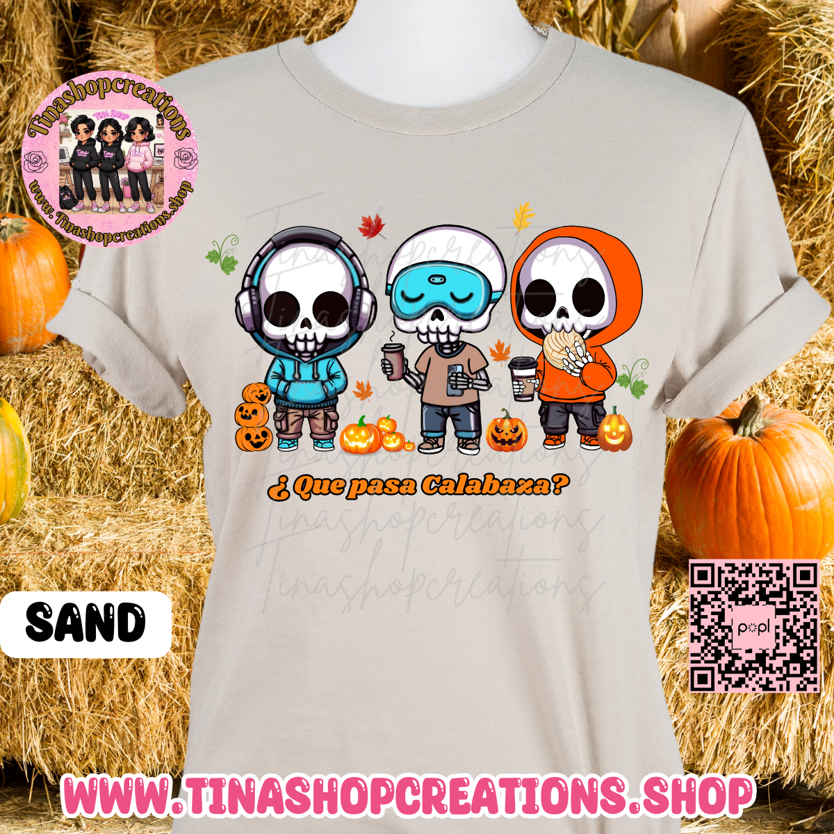 Gorro fantasma con hojas de otoño y calabaza: ropa acogedora de otoño para los amantes de las especias de calabaza, las especias de calabaza y las vibraciones de otoño.