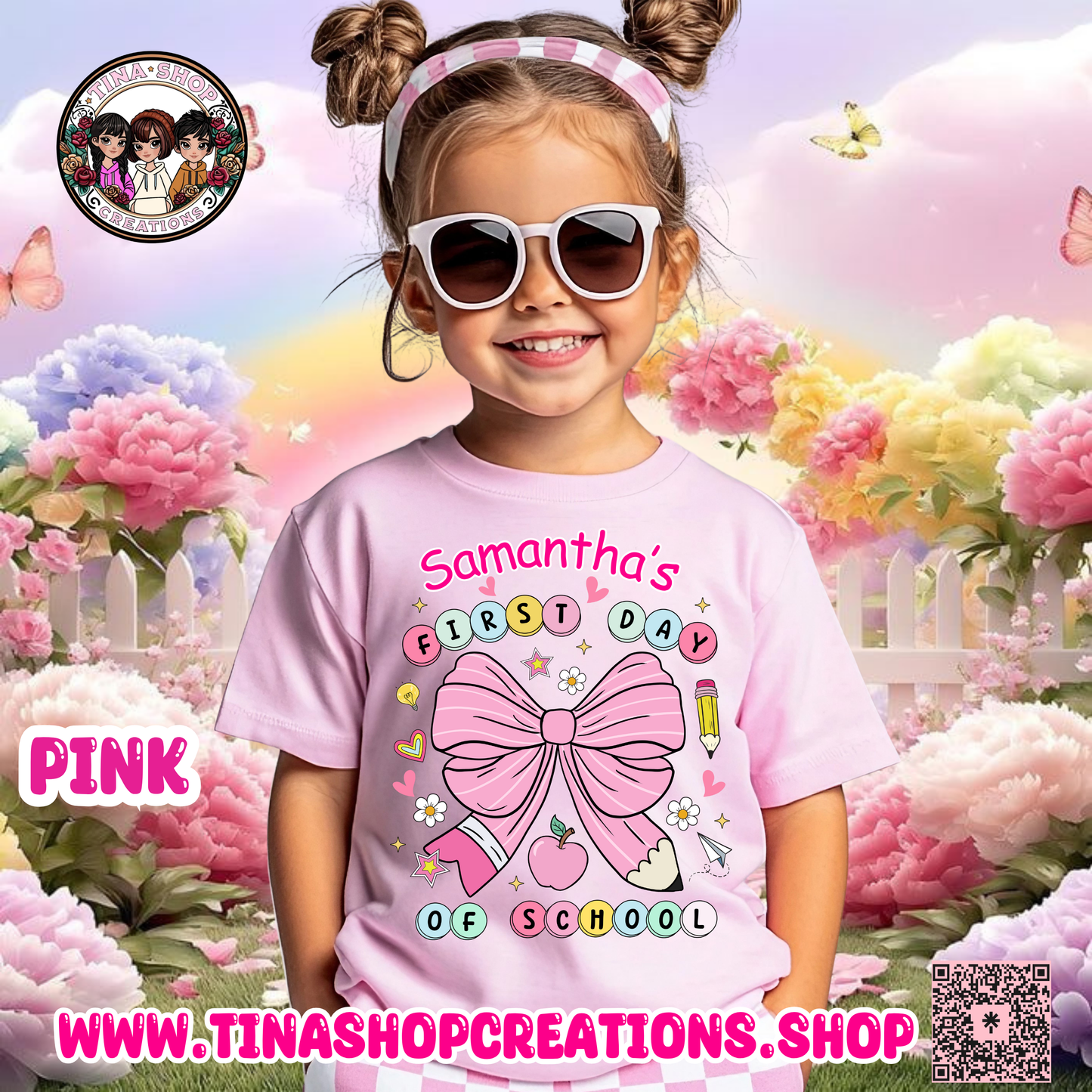 Preppy Coquette Personalized First Day of School Bow Design