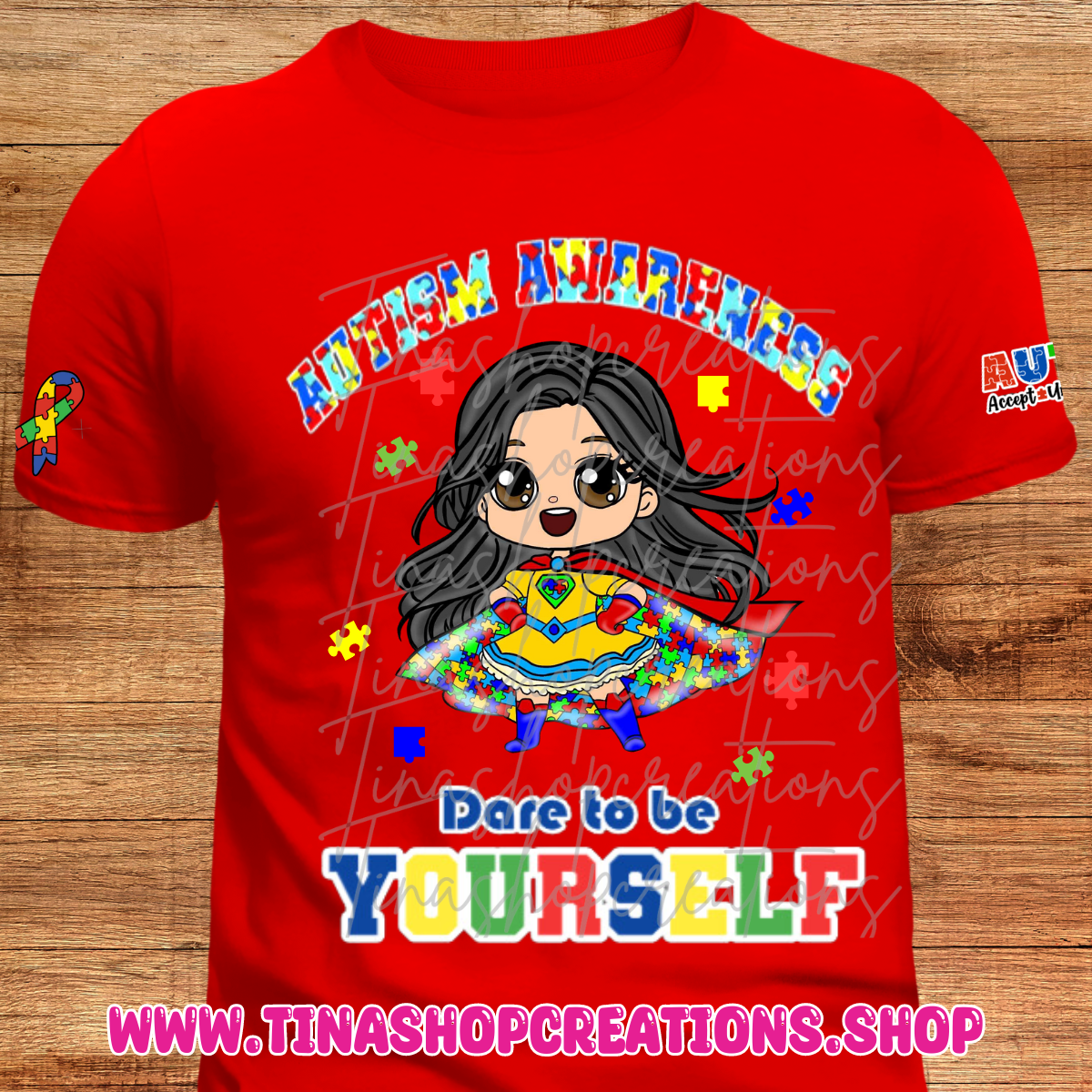 Autism Awareness Superhero Girl T-Shirt - Dare to be Yourself