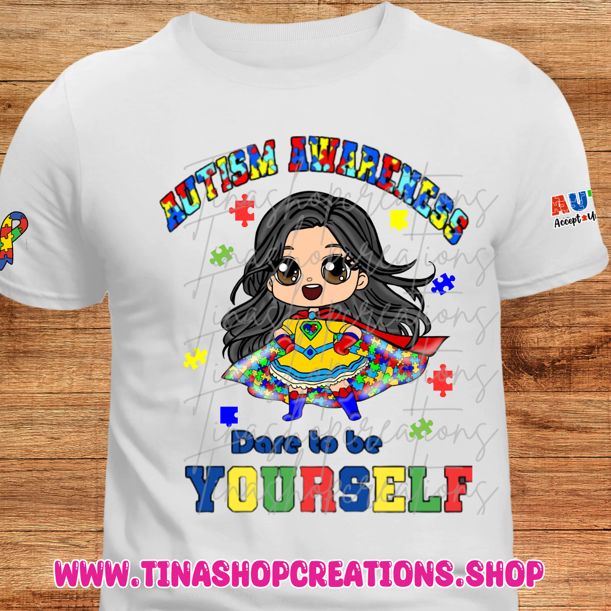 Autism Awareness Superhero Girl T-Shirt - Dare to be Yourself