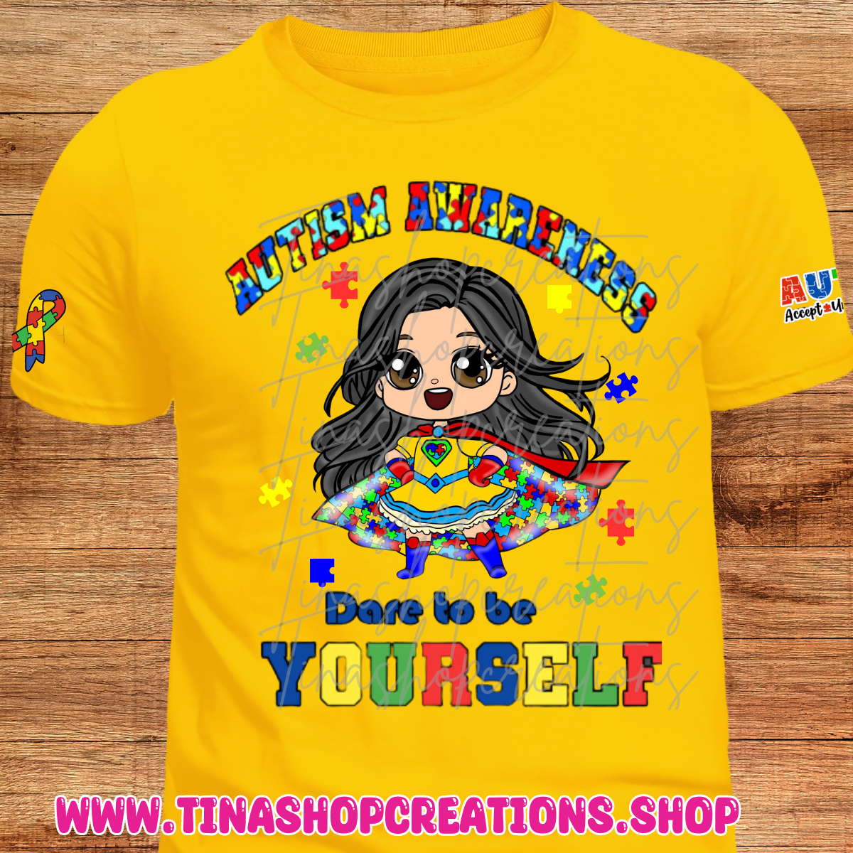 Autism Awareness Superhero Girl T-Shirt - Dare to be Yourself