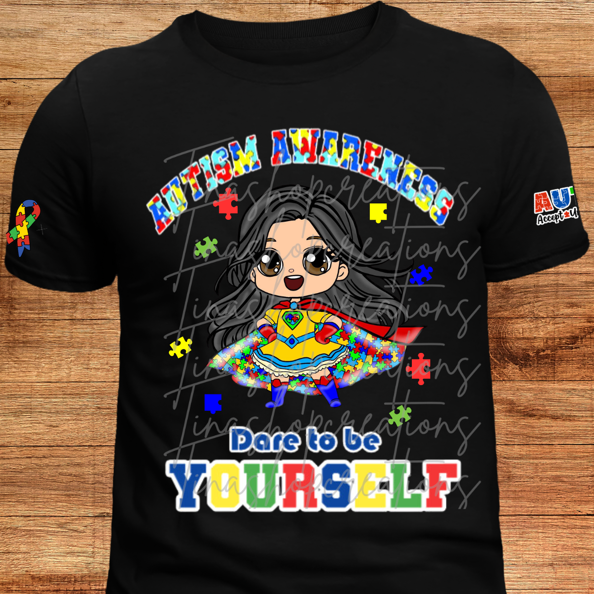 Autism Awareness Superhero Girl T-Shirt - Dare to be Yourself