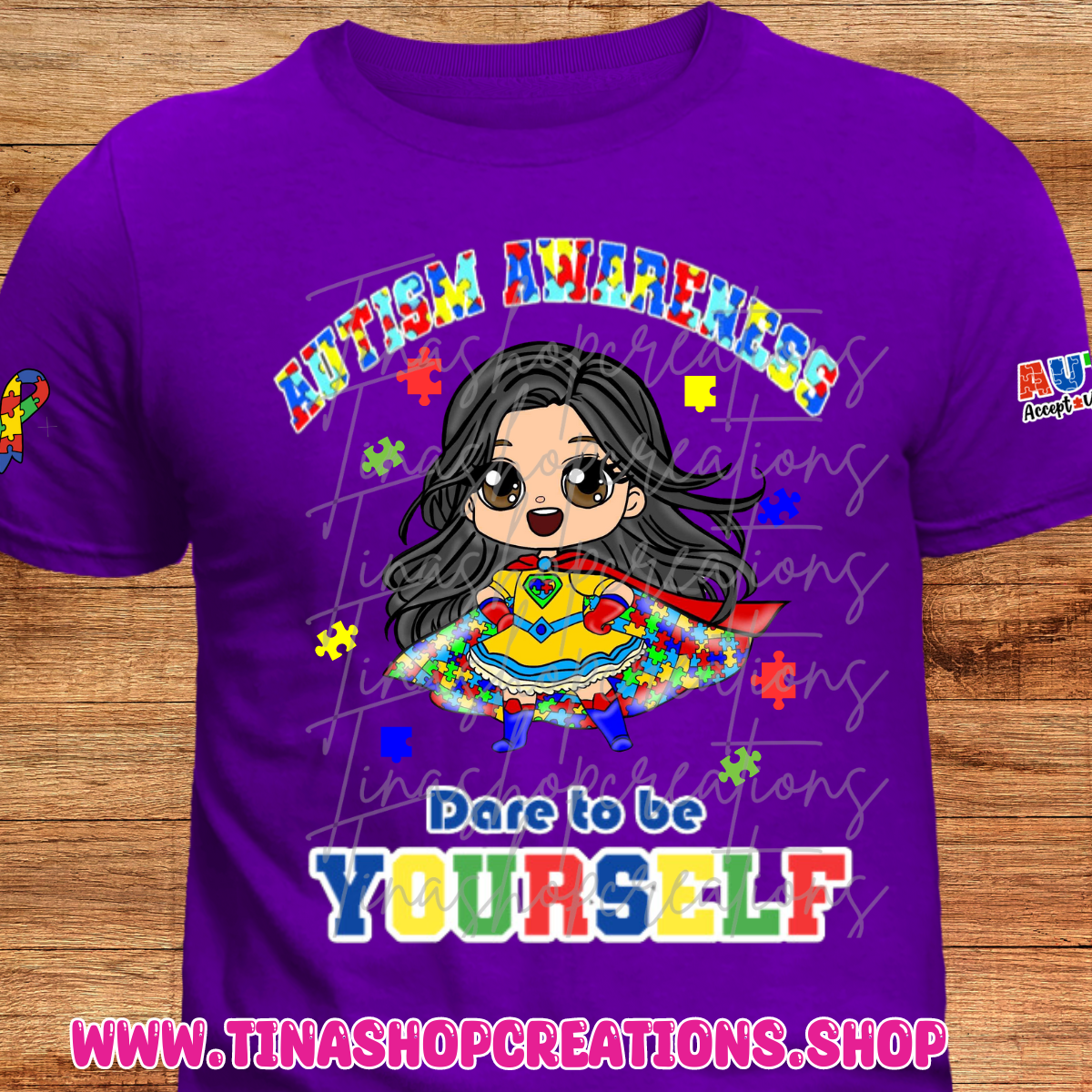 Autism Awareness Superhero Girl T-Shirt - Dare to be Yourself