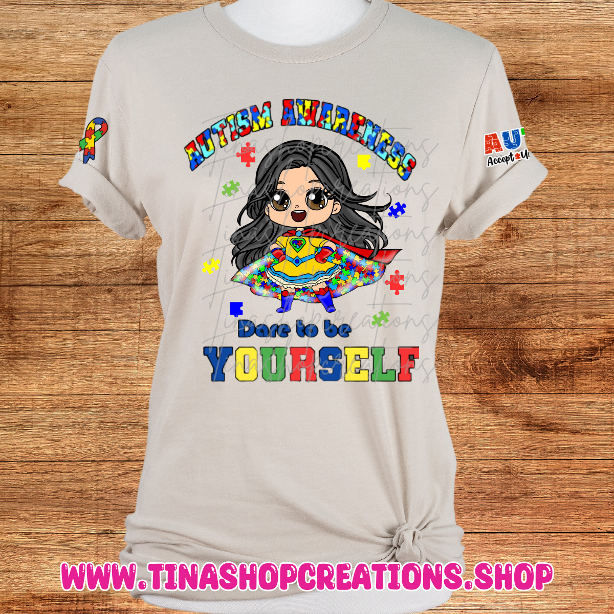 Autism Awareness Superhero Girl T-Shirt - Dare to be Yourself