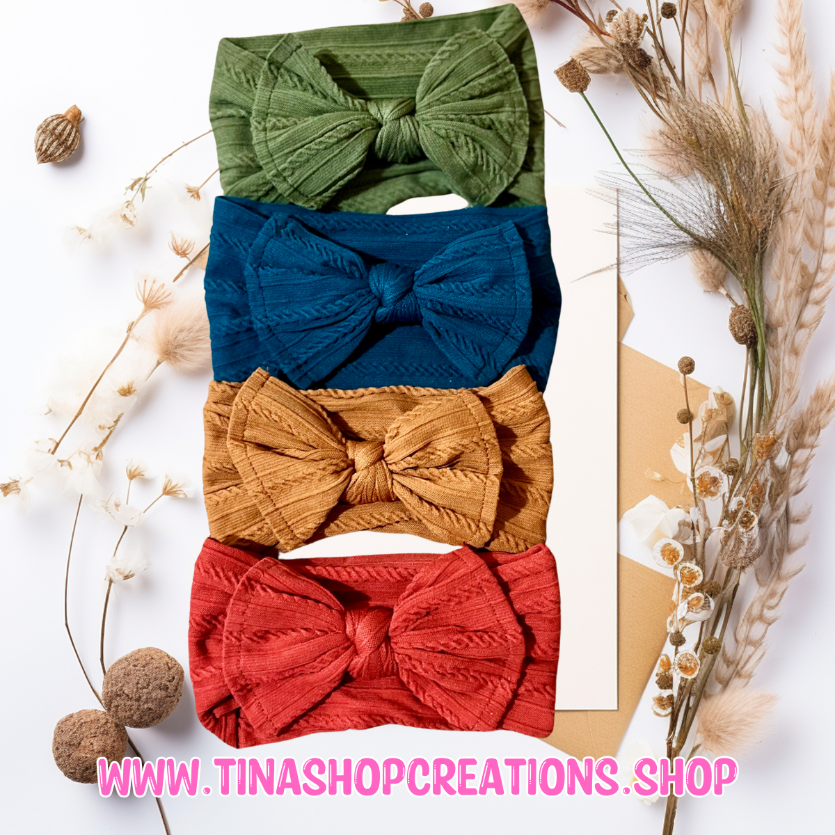 Diadema de punto de cable Boho para bebé - cómoda y elástica, diadema de arco boho, diademas neutras