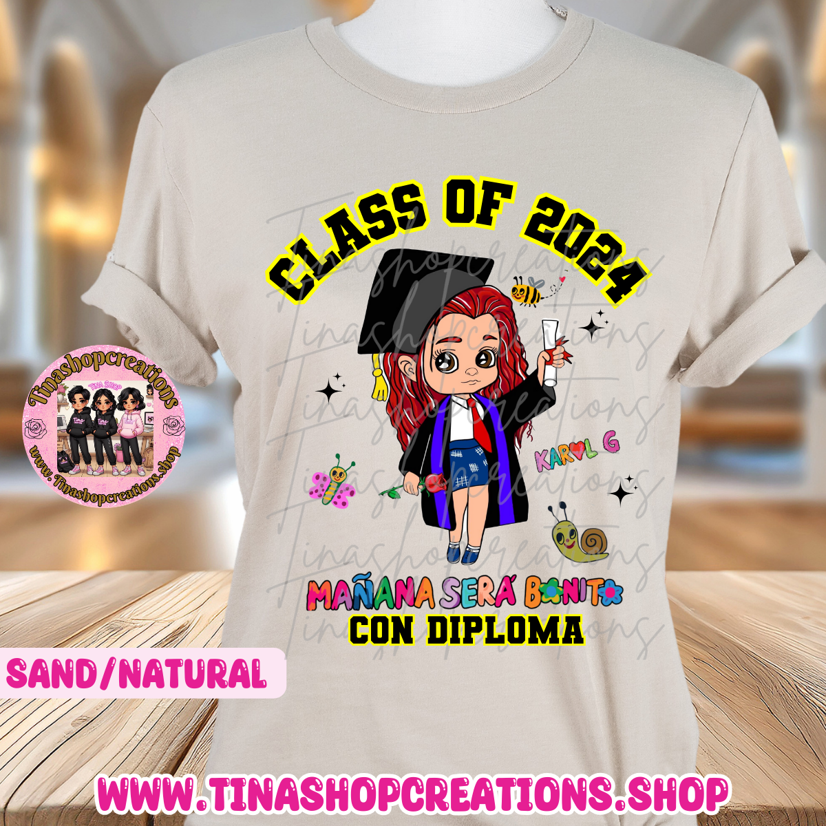 Ropa de graduación personalizada inspirada en Karol G: diseño unisex con nombre y año de clase, clase de 2024,