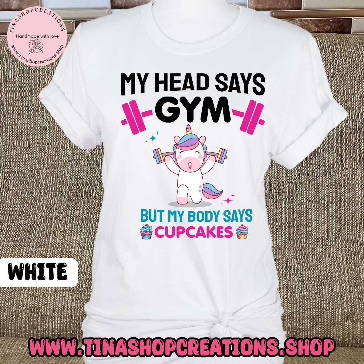 My Head Says Gym But My Body Says Cupcakes-Funny Workout Tshirt
