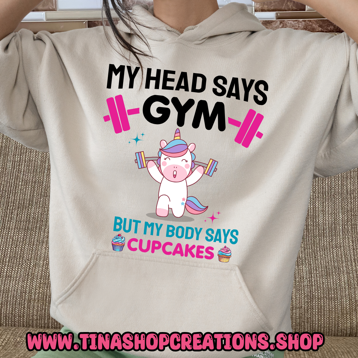 My Head Says Gym But My Body Says Cupcakes-Funny Workout Tshirt