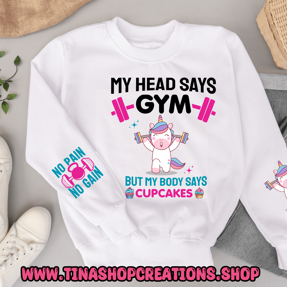 My Head Says Gym But My Body Says Cupcakes-Funny Workout Tshirt
