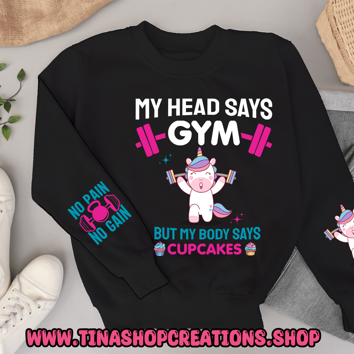 My Head Says Gym But My Body Says Cupcakes-Funny Workout Tshirt