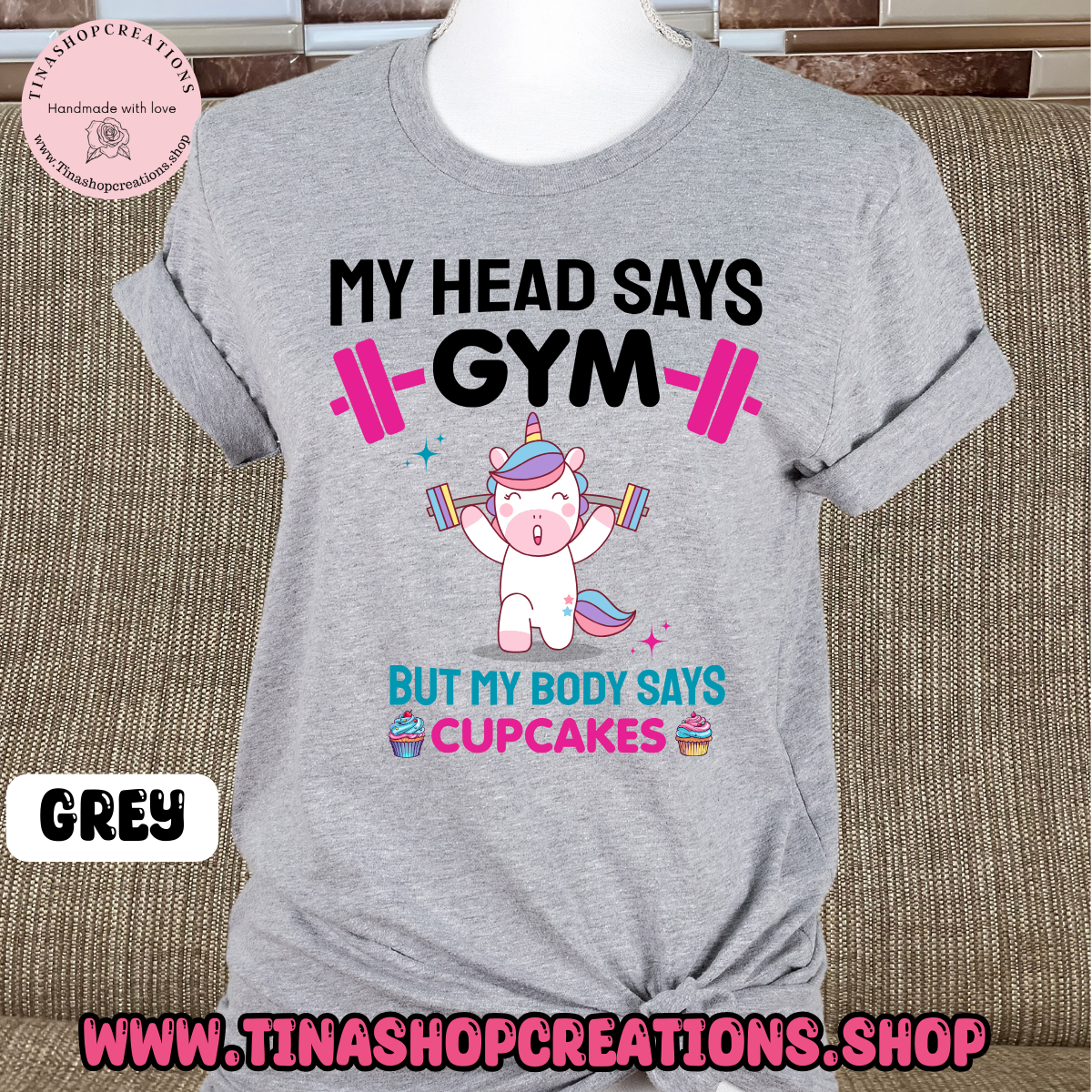 My Head Says Gym But My Body Says Cupcakes-Funny Workout Tshirt