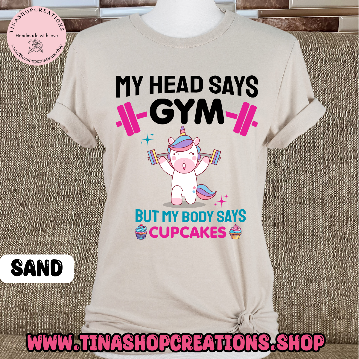 My Head Says Gym But My Body Says Cupcakes-Funny Workout Tshirt