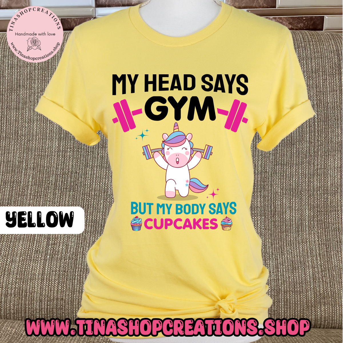 My Head Says Gym But My Body Says Cupcakes-Funny Workout Tshirt