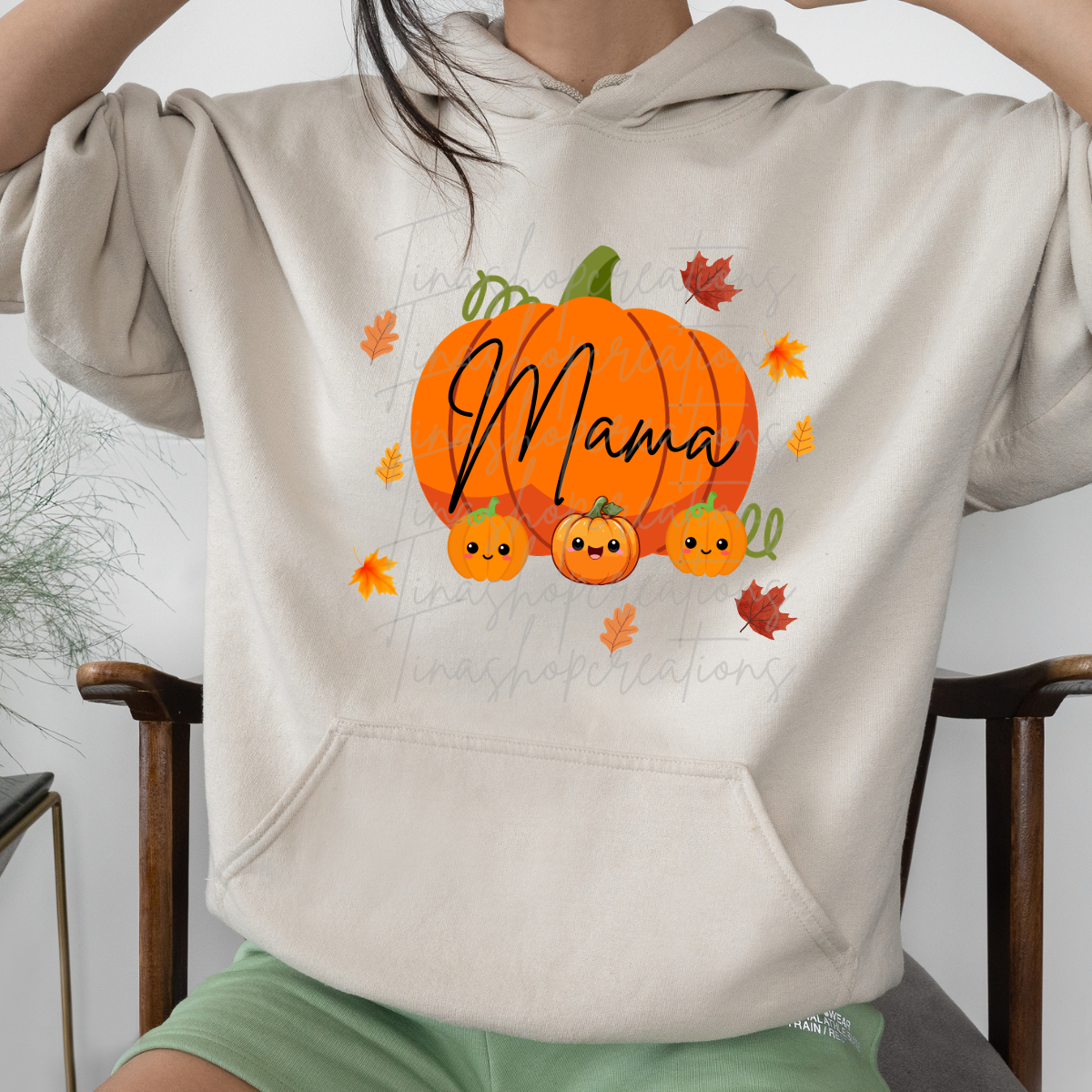 Personalized Mama Pumpkin Fall Design - Customizable with Kids' Names - T-shirt, Sweatshirt, Hoodie