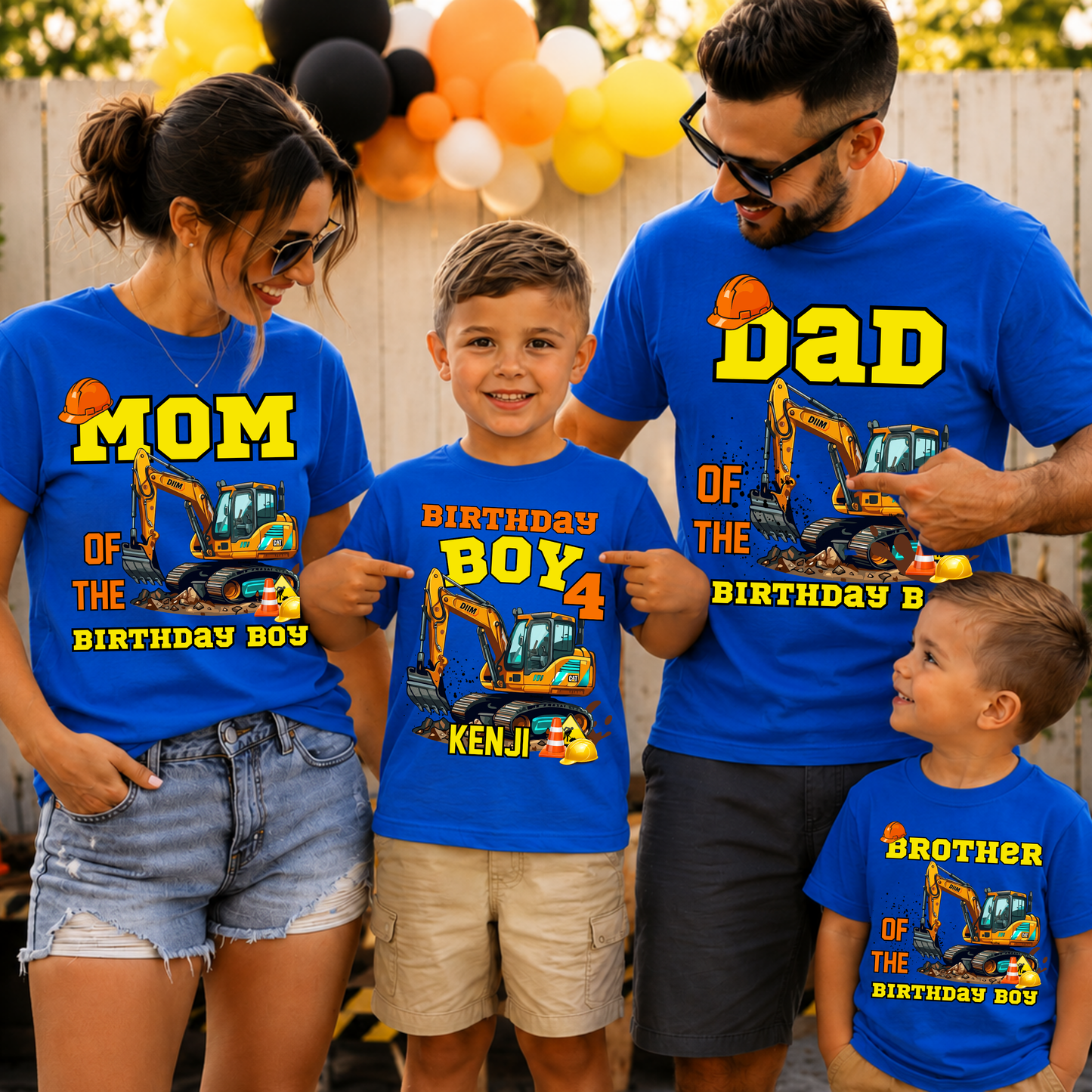 Camiseta de Cumpleaños de Excavadora Personalizada