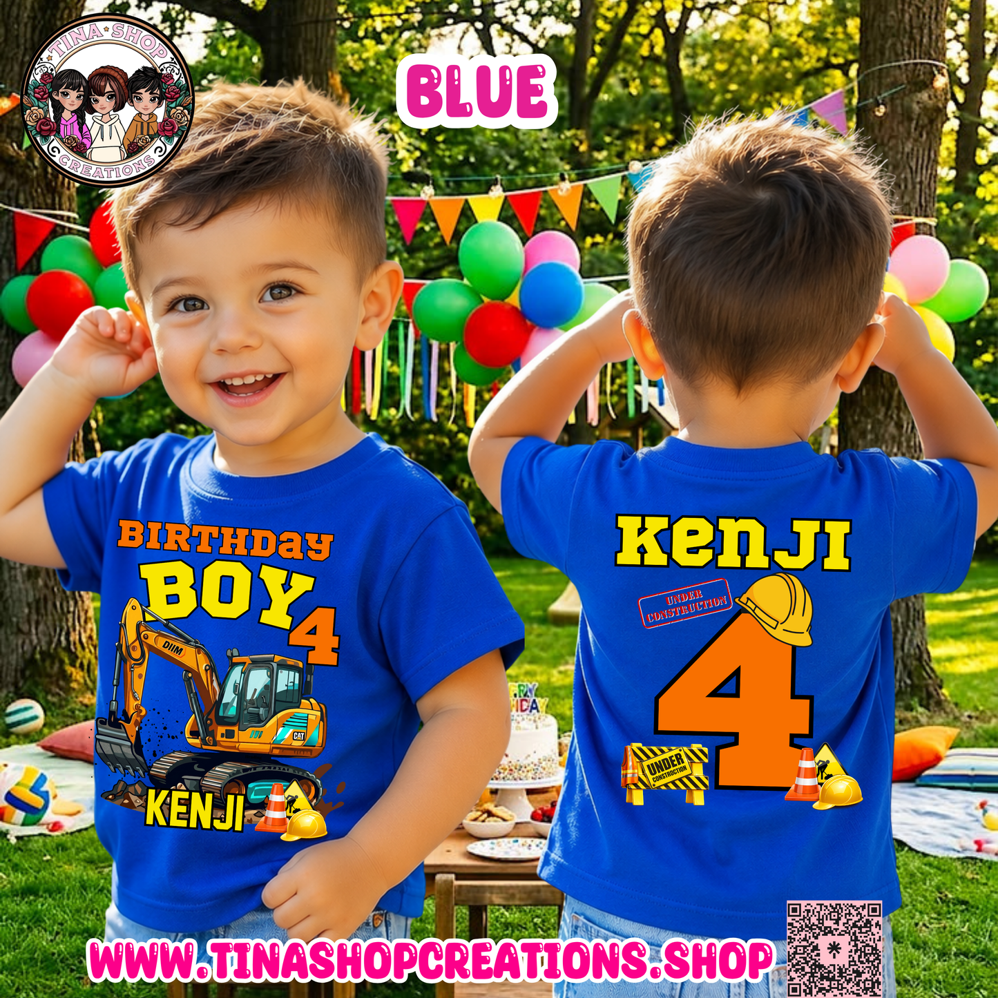 Camiseta de Cumpleaños de Excavadora Personalizada