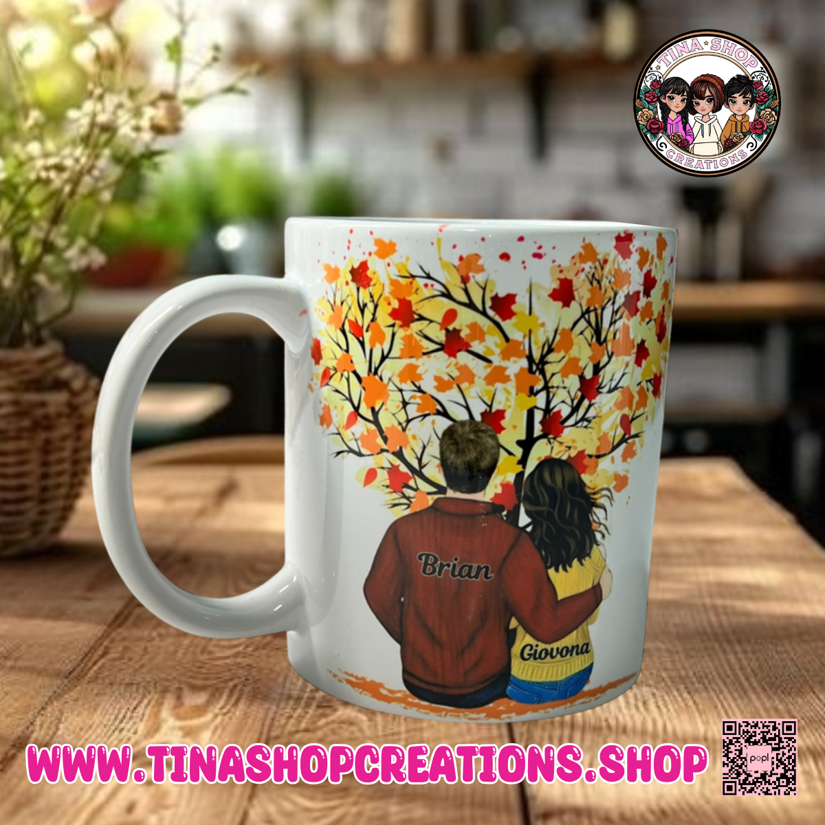 Personalized Fall Couple Mug – Custom Names & Year