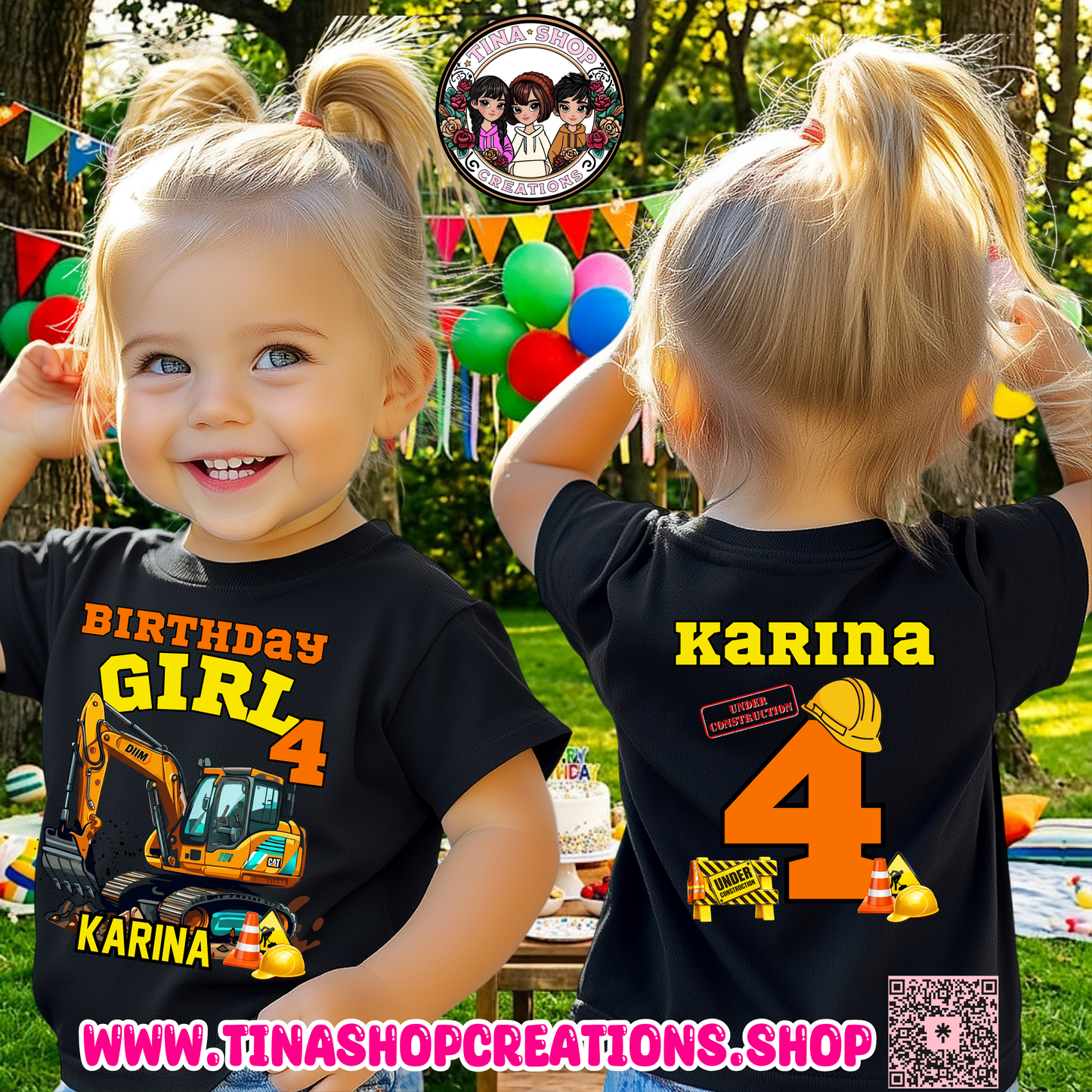 Camiseta de Cumpleaños de Excavadora Personalizada