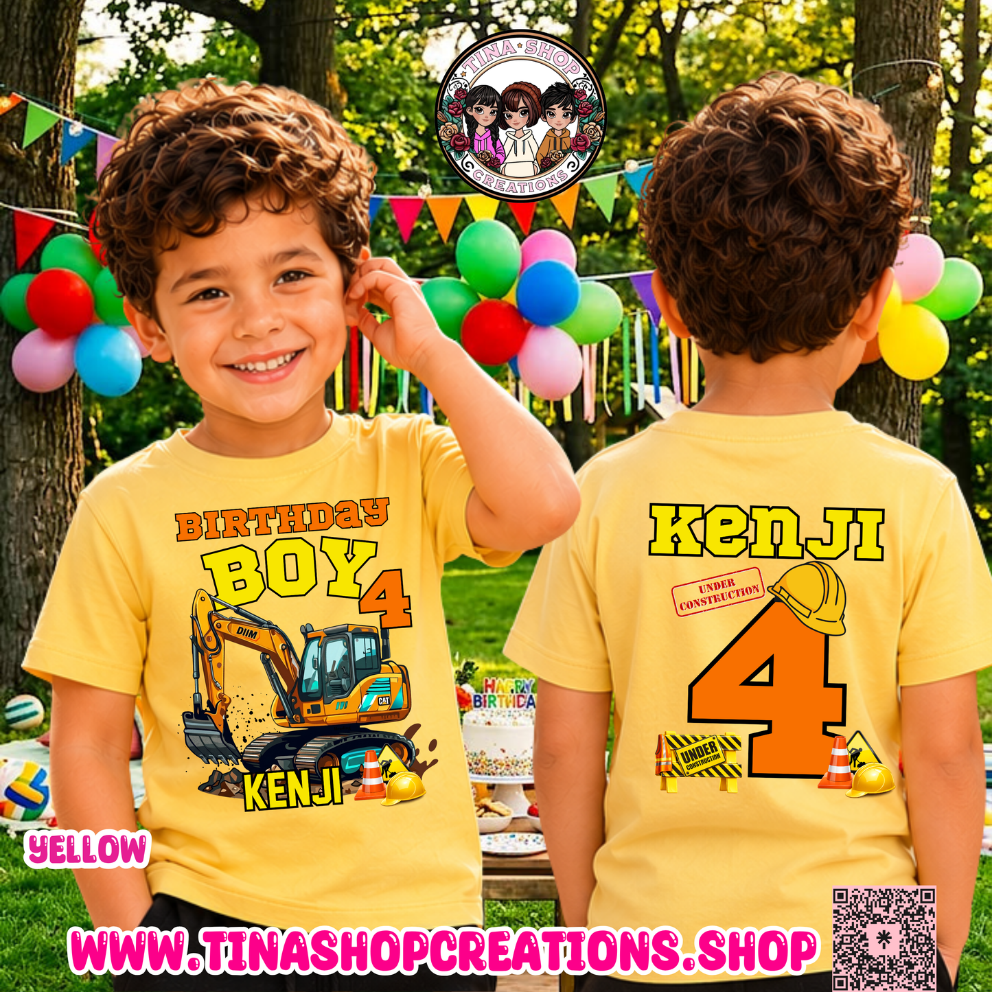 Camiseta de Cumpleaños de Excavadora Personalizada