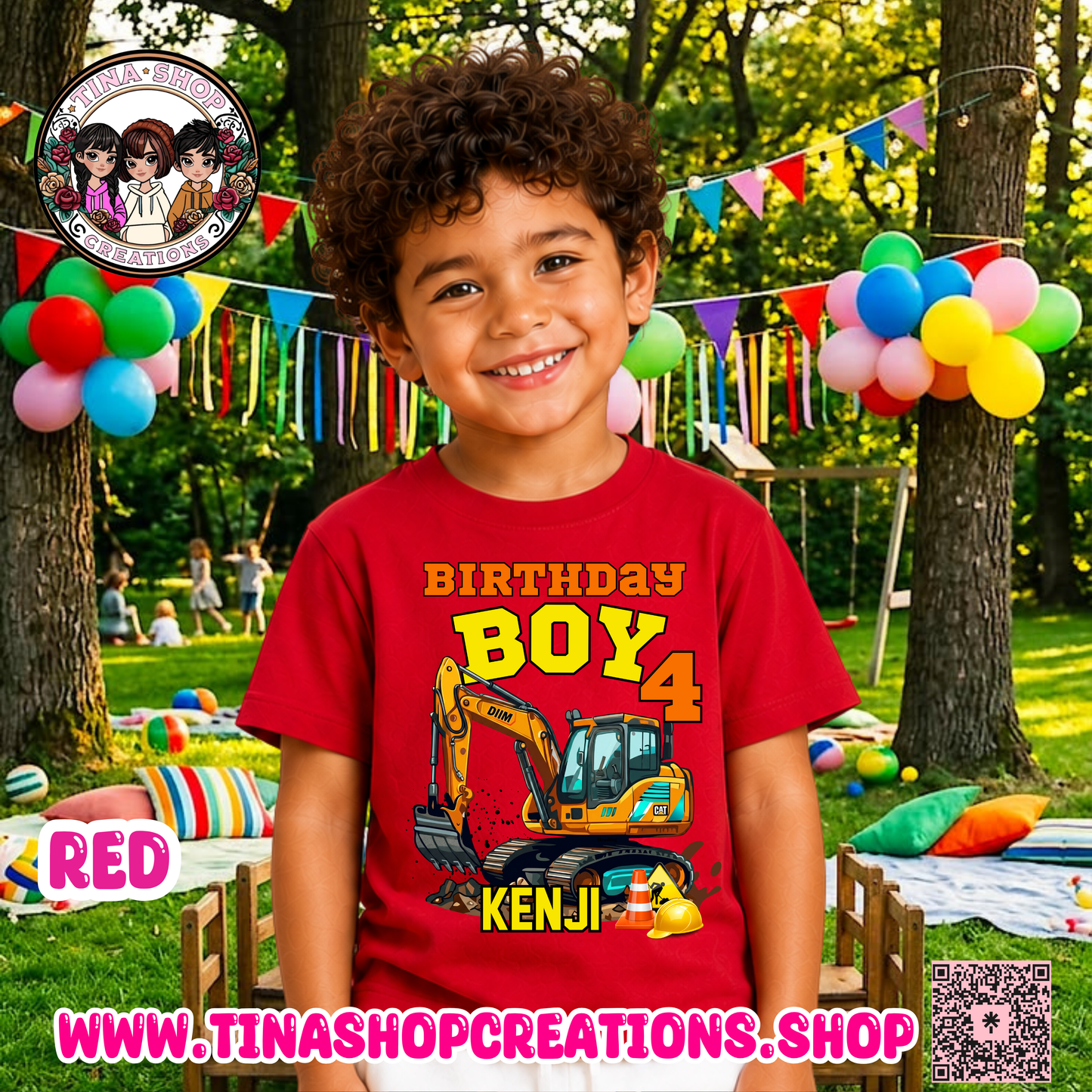 Camiseta de Cumpleaños de Excavadora Personalizada