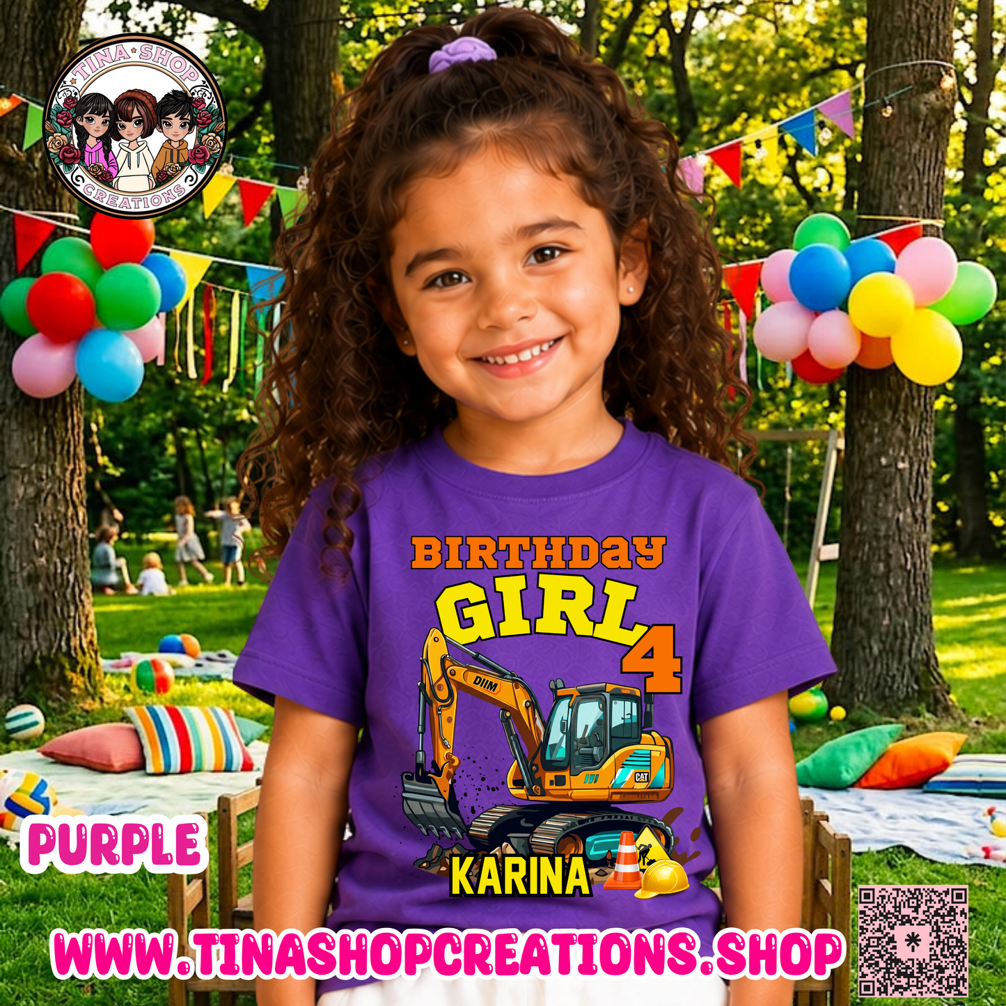 Camiseta de Cumpleaños de Excavadora Personalizada
