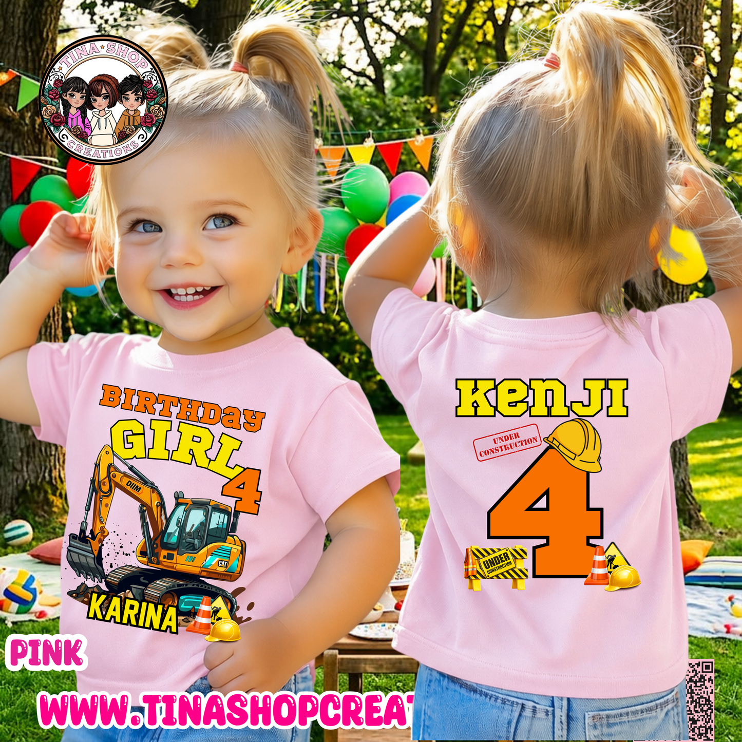 Camiseta de Cumpleaños de Excavadora Personalizada