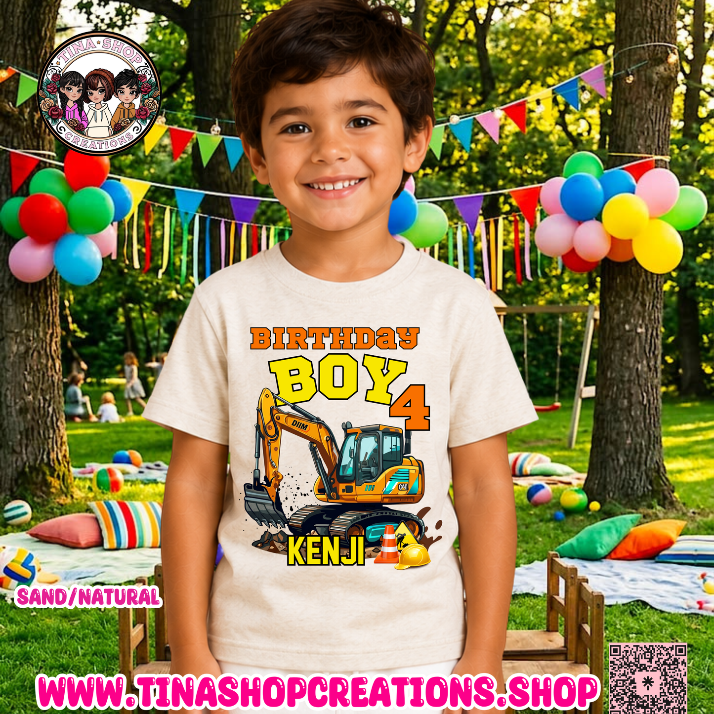 Camiseta de Cumpleaños de Excavadora Personalizada