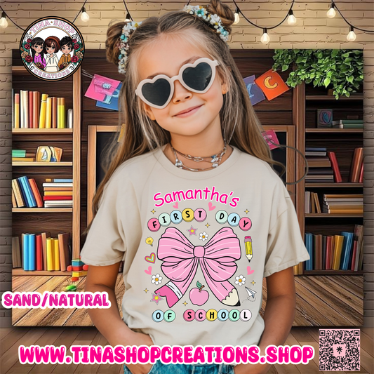 Preppy Coquette Personalized First Day of School Bow Design
