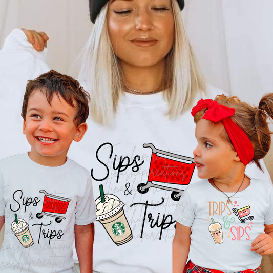 Sips and trips Family Matching Shirts